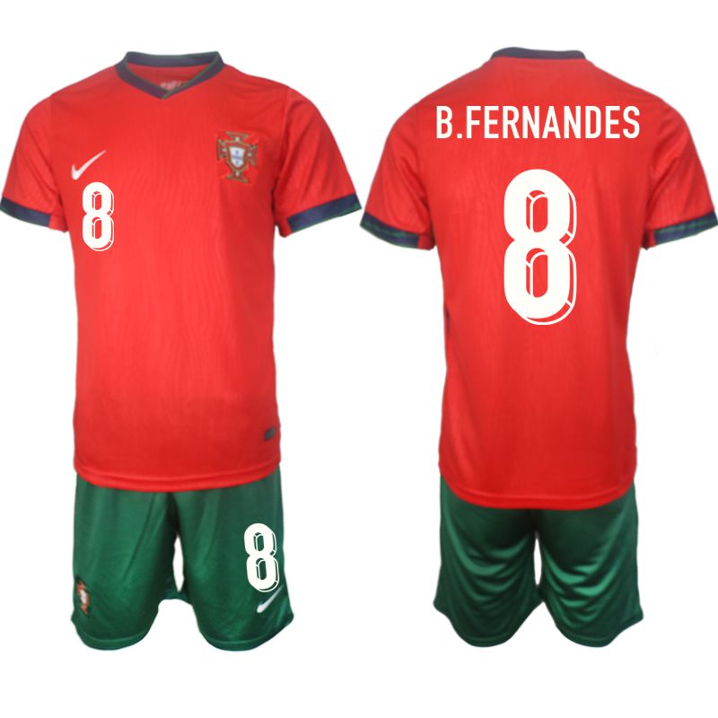 Men 2024-2025 Season Portugal home red #8 Soccer Jersey->customized soccer jersey->Custom Jersey